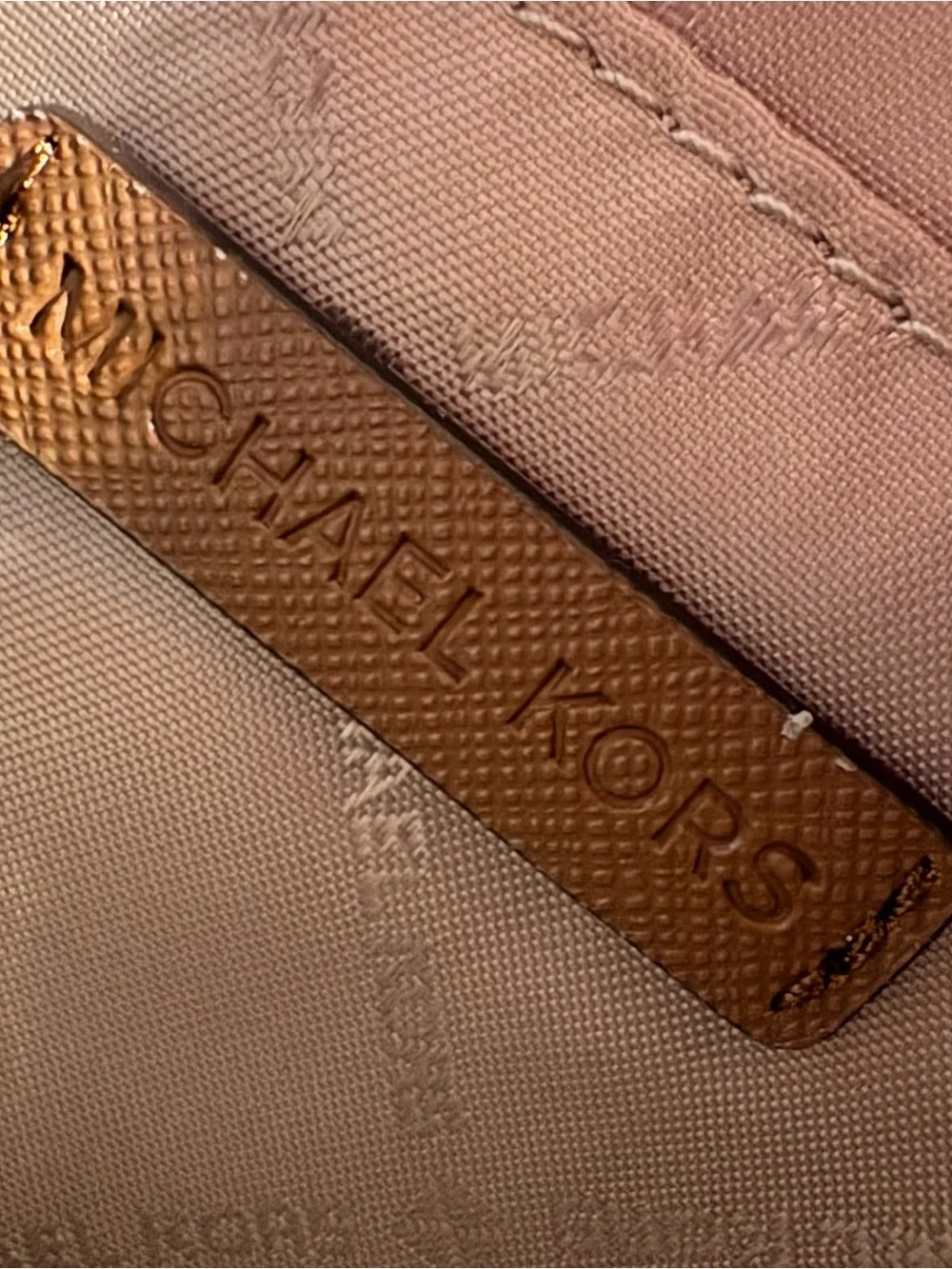Michael Kors Brown & Tan Logo Crossbody with Gold Chain Detail